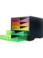 Styro Schubladenbox styroswingbox NEONline, 5 Schubl multicolor neon, Gehäuse schwarz