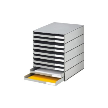 Styroval pro Box with 10 Schubladen offen, nieder, Gehäuse oeko grey, Schubladen grey Styroval pro Box with 10 Schubladen offen, nieder, Gehäuse oeko grey, Schubladen grey