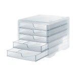 Styro Schubladenbox styroswingbox light, transparent, 5 Schubladen transluzent