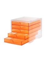 Styro Schubladenbox styroswingbox light, transparent, 5 Schubladen apricot transl.