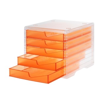 Styro Schubladenbox styroswingbox light, transparent, 5 Schubladen apricot transl. Styro Schubladenbox styroswingbox light, transparent, 5 Schubladen apricot transl.