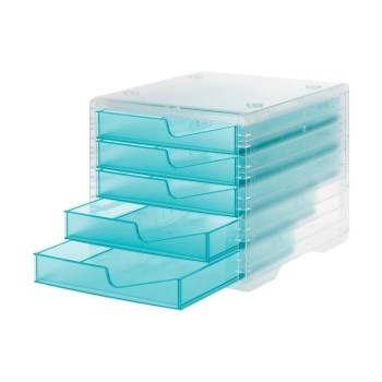 Styro Schubladenbox styroswingbox light, transparent, 5 Schubladen acqua transl. Styro Schubladenbox styroswingbox light, transparent, 5 Schubladen acqua transl.