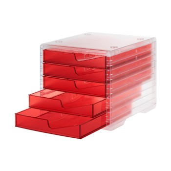 Styro Schubladenbox styroswingbox light, transparent, 5 Schubladen cranberry transl. Styro Schubladenbox styroswingbox light, transparent, 5 Schubladen cranberry transl.