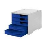 Styro Schubladenbox styroswingbox, lichtgrau, 5 Schubladen blau vollfarben
