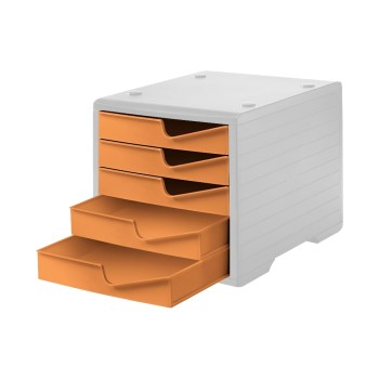 Styro Schubladenbox styroswingbox, lichtgrau, 5 Schubladen apricot vollfarben Styro Schubladenbox styroswingbox, lichtgrau, 5 Schubladen apricot vollfarben