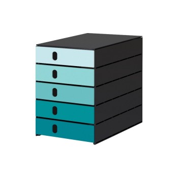 Styro Schubladenbox styroval öko color flow, 5 Schubladen aqua / black  Styro Schubladenbox styroval öko color flow, 5 Schubladen aqua / black