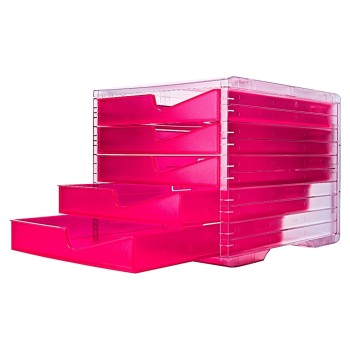 Styroswingbox NEONline with 5 Schubladen, Gehäuse transparent,Schubladen neon-pink Styroswingbox NEONline with 5 Schubladen, Gehäuse transparent,Schubladen neon-pink