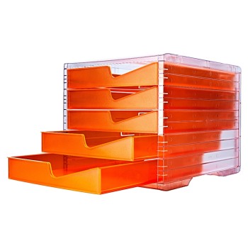 Styroswingbox NEONline with 5 Schubladen, Gehäuse transparent,Schubladen neon-orange Styroswingbox NEONline with 5 Schubladen, Gehäuse transparent,Schubladen neon-orange