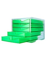 Styroswingbox NEONline with 5 Schubladen, Gehäuse transparent,Schubladen neon-grün