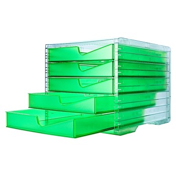Styroswingbox NEONline with 5 Schubladen, Gehäuse transparent,Schubladen neon-grün Styroswingbox NEONline with 5 Schubladen, Gehäuse transparent,Schubladen neon-grün