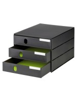 Styroval pro Box with 3 Schubladen geschl., Gehäuse black , Schubladen black 