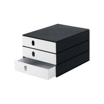 Styroval pro Box with 3 Schubladen geschl., Gehäuse black , Schubladen white Styroval pro Box with 3 Schubladen geschl., Gehäuse black , Schubladen white