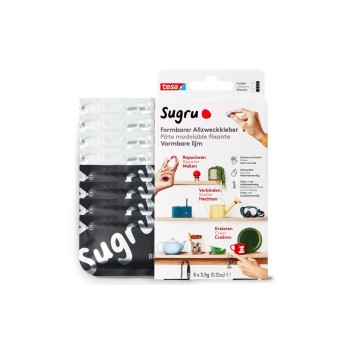 Sugru by Tesa Pâte modelable fixante 8 Pièce/s, Noir, Blanc Sugru by Tesa Pâte modelable fixante 8 Pièce/s, Noir, Blanc