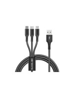 SunSlice Câble Trident USB - Lightning/Micro-USB A/USB C 1 m