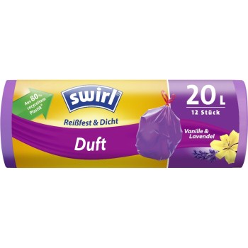 Swirl Müllbeutel Duft with Zugband 20 L, Lavendel-Vanille, 12 Stück