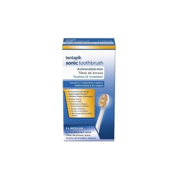 Tentapik Tête de brosse à dents Medium Blanc, 3 pièces