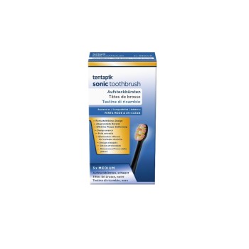 Tentapik Tête de brosse à dents Medium Noir, 3 pièces