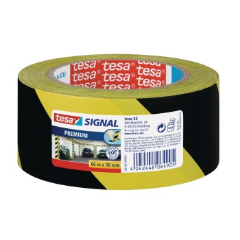 Tesa Signal Security tape black / yellow, 66m x 50mm, self-adhesive, easy to remove Tesa Signal Security tape black / yellow, 66m x 50mm, self-adhesive, easy to remove