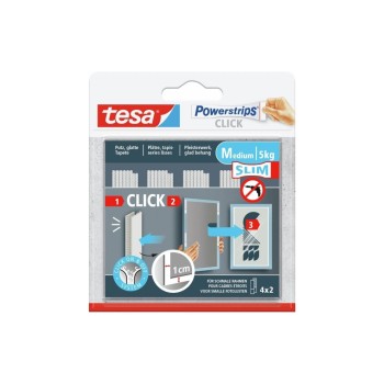 tesa Striscia di montaggio Powerstrips CLICK Slim - 4 x 2 pièces