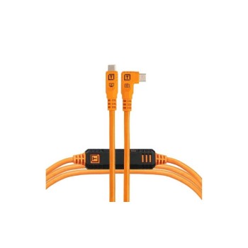 Tether Tools Optima 10G USB-C, 4,60 m, droit vers coudé, orange
