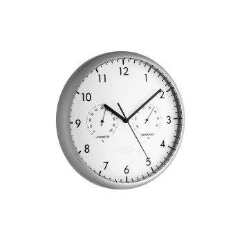 Wanduhr with Thermometer silver white, and Hygrometer, with Z-Batterie