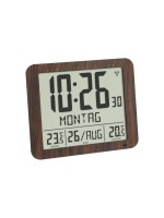 TFA Dostmann Horloge radio-pilotée Numérique en aspect bois avec alarme de température
