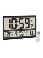 TFA Dostmann Horloge murale radio XL avec température extérieure et intérieure Noir