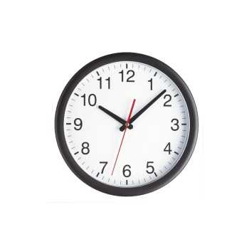 TFA Wall Clock, White Background, Black Edge, with Glass, 300 x 45 mm