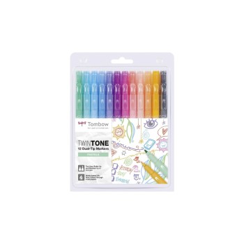 Tombow Fineliner TwinTone Pastels 0.8 mm, 0.3 mm, 12 pièces Tombow Fineliner TwinTone Pastels 0.8 mm, 0.3 mm, 12 pièces