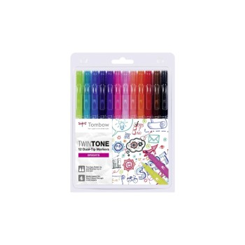 Tombow Fineliner TwinTone Brights 0.8 mm, 0.3 mm, 12 pièces Tombow Fineliner TwinTone Brights 0.8 mm, 0.3 mm, 12 pièces
