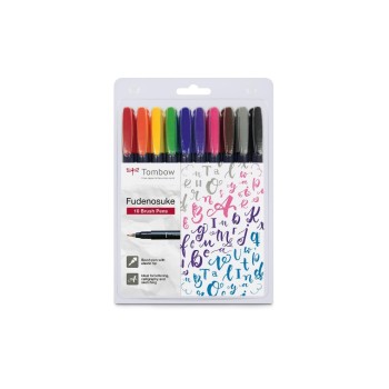 Tombow Fineliner Fudenosuke WS-BS coloré, lot de 10 Tombow Fineliner Fudenosuke WS-BS coloré, lot de 10