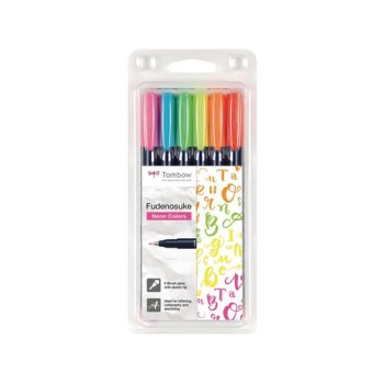 Tombow Fineliner Fudenosuke NEON Lot de 6 Tombow Fineliner Fudenosuke NEON Lot de 6