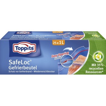 Toppits Doppelverschluss Gefrierbeutel Zip., 1 Liter, 17 x 17 cm, Inhalt: 25