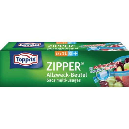 Toppits Zipper Allzweck-Beutel, 1 Liter, 20 x 15 cm, Inhalt: 12
