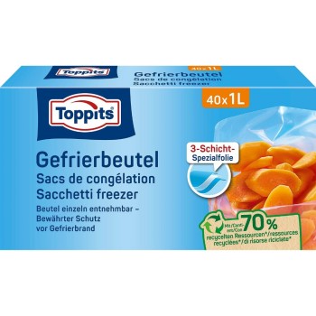 Toppits Gefrierbeutel 1 Liter, 19 x 20 cm, Inhalt: 40