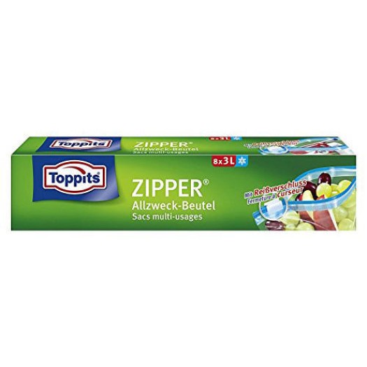 Toppits Zipper Allzweck-Beutel, 3 Liter, 27 x 24 cm, Inhalt: 10