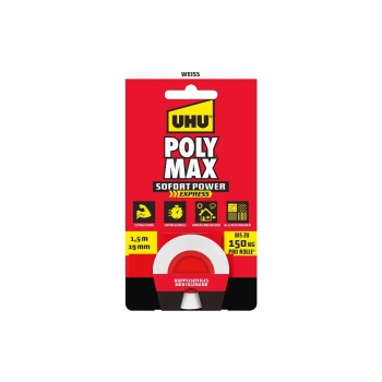 UHU Poly Max Tapes white, 1.5m