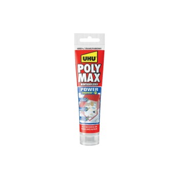 UHU Adhésif de montage Poly Max Power transparent 115g UHU Adhésif de montage Poly Max Power transparent 115g
