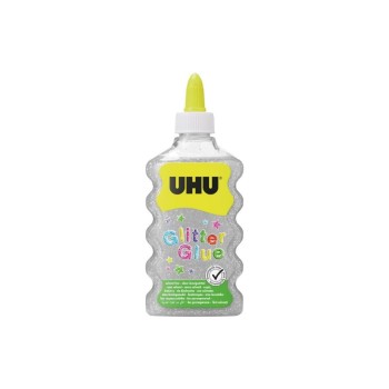 UHU Colle de bricolage Glitter Glue Maxi 177 ml d'argent