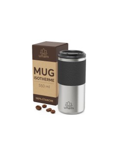 Umami Tasse isotherme noire et métallique, 550 ml 550 ml, Noir/Argenté