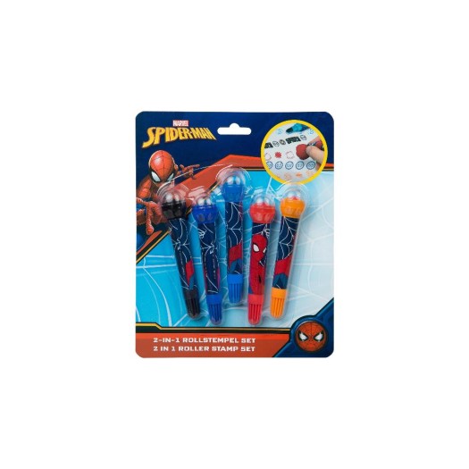 Undercover Kits de tampons à motifs 2-in-1 Spider-Man Spiderman, Bleu foncé/Orange/Rouge/Noir