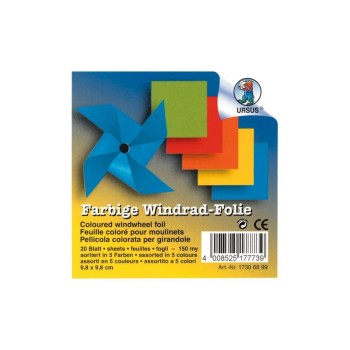URSUS Faltblätter für Windräder, 150my, 20 Blatt, 5 Farben URSUS Faltblätter für Windräder, 150my, 20 Blatt, 5 Farben
