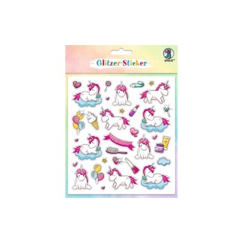 URSUS Autocollant à motif Glitter Fun Unicorn 4 feuilles, 151 autocollants URSUS Autocollant à motif Glitter Fun Unicorn 4 feuilles, 151 autocollants