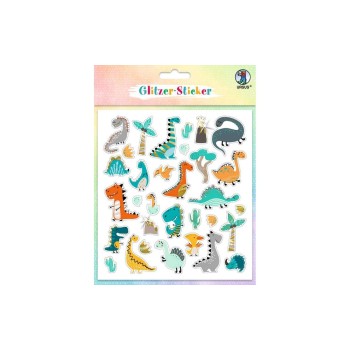 URSUS Autocollant à motif Glitter Fun Dinos 4 feuilles, 138 autocollants URSUS Autocollant à motif Glitter Fun Dinos 4 feuilles, 138 autocollants
