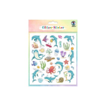 URSUS Autocollant à motif Glitter Fun Sea Animals 4 feuilles, 136 autocollants URSUS Autocollant à motif Glitter Fun Sea Animals 4 feuilles, 136 autocollants
