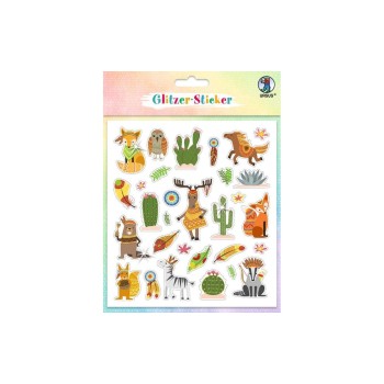URSUS Autocollant à motif Glitter Fun Animals 4 feuilles, 156 autocollants URSUS Autocollant à motif Glitter Fun Animals 4 feuilles, 156 autocollants