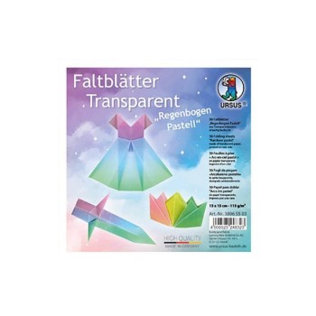 Ursus Faltblätter Origami à 50 Blatt, Rainbow Pastell, Trnasparentpapier, 15x15cm Ursus Faltblätter Origami à 50 Blatt, Rainbow Pastell, Trnasparentpapier, 15x15cm