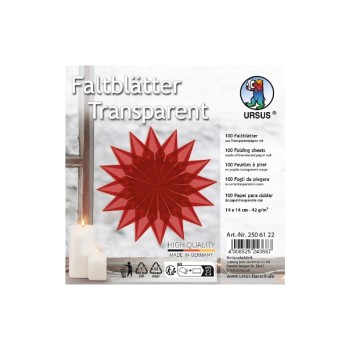 URSUS Faltblätter Origami Transparent, 42 g/m², 14 x 14 cm, rot URSUS Faltblätter Origami Transparent, 42 g/m², 14 x 14 cm, rot