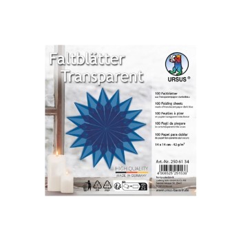 URSUS Faltblätter Origami Transparent, 42 g/m², 14 x 14 cm, blau URSUS Faltblätter Origami Transparent, 42 g/m², 14 x 14 cm, blau