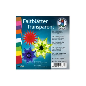 URSUS Faltblätter Origami Transparent, 42 g/m², 10 x 10 cm, 500 Blatt, sortiert URSUS Faltblätter Origami Transparent, 42 g/m², 10 x 10 cm, 500 Blatt, sortiert